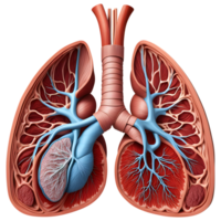 AI generated Human lungs medical illustration, 3d rendering of human body png