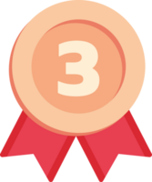 Bronze medal with number three. Award medal with ribbon. Victory, competition, success, achievement concept. png