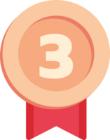 Bronze medal with number three. Award medal with ribbon. Victory, competition, success, achievement concept. png