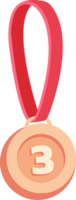 bronze médaille avec nombre trois. prix médaille avec ruban. la victoire, concours, succès, réussite concept. png