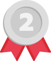 Silver medal with number two. Award medal with ribbon. Victory, competition, success, achievement concept. png