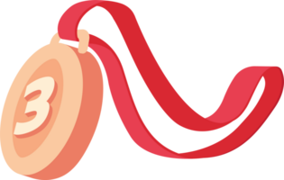 bronze médaille avec nombre trois. prix médaille avec ruban. la victoire, concours, succès, réussite concept. png