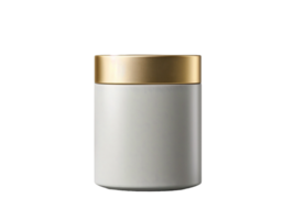 ai generiert ein Weiß Container mit ein golden Deckel auf ein transparent Hintergrund png
