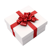AI generated a white gift box with red ribbon on a transparent background png