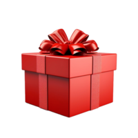 AI generated red gift box with bow on transparent background png