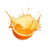ai generato arancia succo spruzzo con arancia fette png