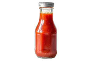 ai generado un botella de salsa de tomate en un transparente antecedentes png