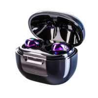 AI generated bluetooth earphones with transparent case on transparent background png