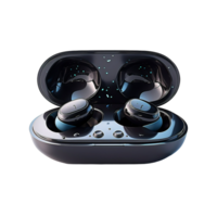 AI generated bluetooth earphones with transparent case on transparent background png