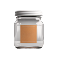 AI generated a glass jar with an orange label on it png