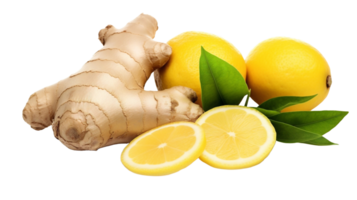 AI generated lemon and ginger on transparent background png