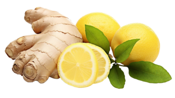 AI generated lemon and ginger on transparent background png