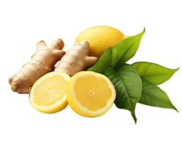 AI generated lemon and ginger on transparent background png