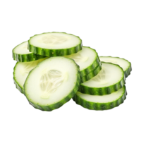 AI generated sliced cucumber on transparent background png