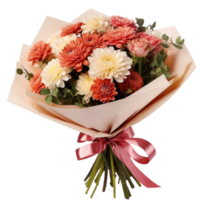 ai généré bouquet de fleurs avec rose ruban sur transparent Contexte png