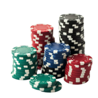AI generated poker chips on a transparent background png