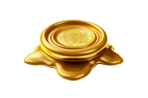 AI generated golden wax seal on transparent background png