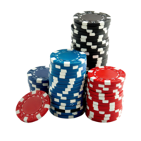 AI generated poker chips on a transparent background png