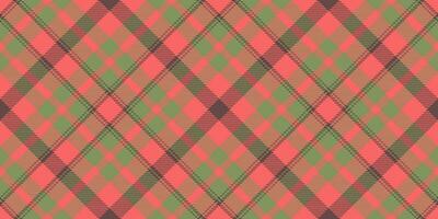 Rag fabric texture check, fashionable plaid vector seamless. Site background tartan textile pattern in red and green colors.