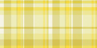 Doodle fabric check pattern, professional seamless tartan texture. Handsome plaid textile background vector in yellow and linen colors.