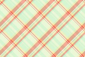 Diagonal vector plaid textile, shirt check seamless fabric. Editable tartan pattern background texture in light and red colors.
