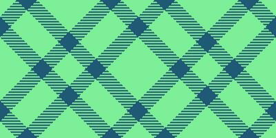 Classic fabric check background, skirt texture vector seamless. Deep plaid pattern textile tartan in green and cyan colors.