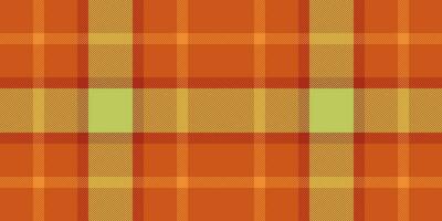 Delicate check texture tartan, masculine background pattern textile. Rustic plaid fabric seamless vector in orange and lime colors.