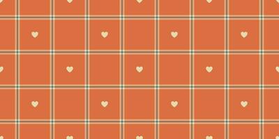 Gingham pattern with hearts. Seamless tartan vichy check plaid for gift card, wrapping paper, invitation on Valentines Day print vector