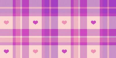 Gingham pattern with hearts. Seamless tartan vichy check plaid for gift card, wrapping paper, invitation on Valentines Day print vector