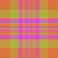 Inspiration texture pattern fabric, elegant vector textile plaid. Plain tartan seamless background check in orange and lime colors.