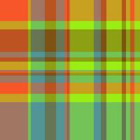Short check texture pattern, strip plaid textile seamless. Gentle vector background fabric tartan in orange and green colors.