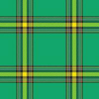 Plaid seamless pattern in green. Check fabric texture. Vector textile print.