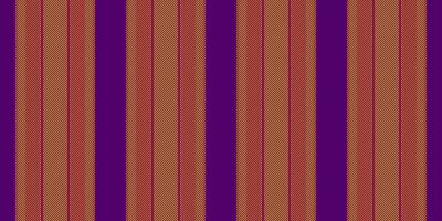 Online lines texture textile, revival stripe pattern background. Motif vertical seamless vector fabric in purple and orange colors.