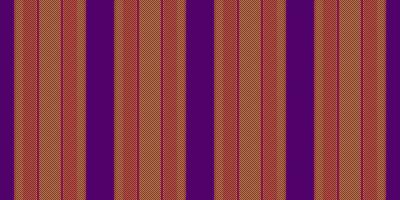 Online lines texture textile, revival stripe pattern background. Motif vertical seamless vector fabric in purple and orange colors.