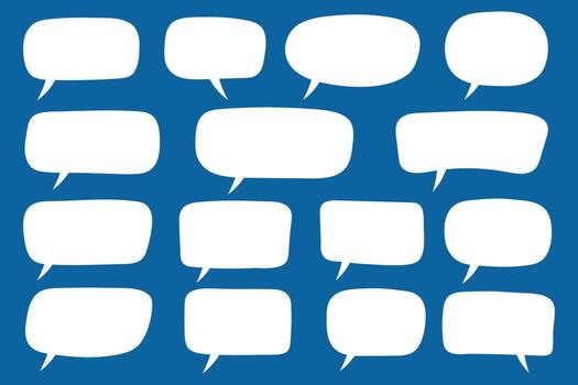 Set of hand drawn speech bubbles. Speak bubble text, cartoon chatting box, message box. Blank empty white speech bubbles. vector