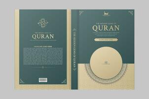 islámico vistoso decorativo libro cubrir modelo con Arábica frontera y foto marco vector