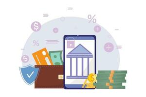 Mobile banking. Secure money transfer with mobile application vector