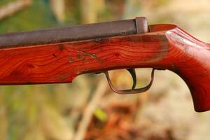 Hunting rifle close-up on a blurred background of nature. photo