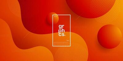 Dark orange and red gradient background with dynamic wave fluid shapes and circle pattern. Abstract template and modern stylish design. Eps10 vector