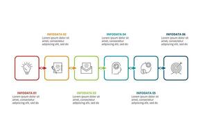 línea concepto para infografía con 6 6 pasos, opciones, partes o procesos. negocio datos visualización. vector