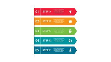 Abstract arrows of graph, diagram with 5 steps, options, parts or processes. Vector business template for presentation