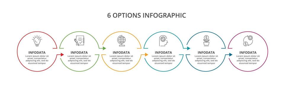 Line concept for infographic with 6 steps, options, parts or processes. Business data visualization. vector