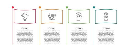 línea concepto para infografía con 4 4 pasos, opciones, partes o procesos. negocio datos visualización. vector