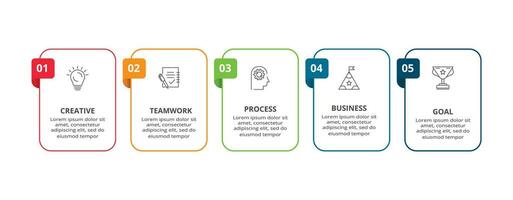 línea concepto para infografía con 5 5 pasos, opciones, partes o procesos. negocio datos visualización. vector