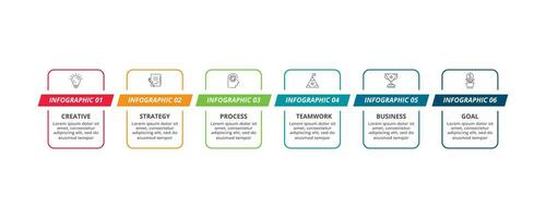 Line concept for infographic with 6 steps, options, parts or processes. Business data visualization. vector