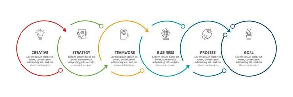 Line concept for infographic with 6 steps, options, parts or processes. Business data visualization. vector