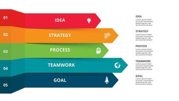 Abstract arrows of graph, diagram with 5 steps, options, parts or processes. Vector business template for presentation