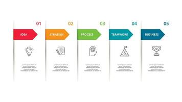 Abstract arrows of graph, diagram with 5 steps, options, parts or processes. Vector business template for presentation