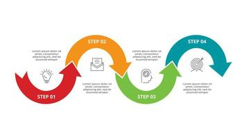 Abstract arrows of graph, diagram with 4 steps, options, parts or processes. Vector business template for presentation