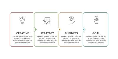 línea concepto para infografía con 4 4 pasos, opciones, partes o procesos. negocio datos visualización. vector